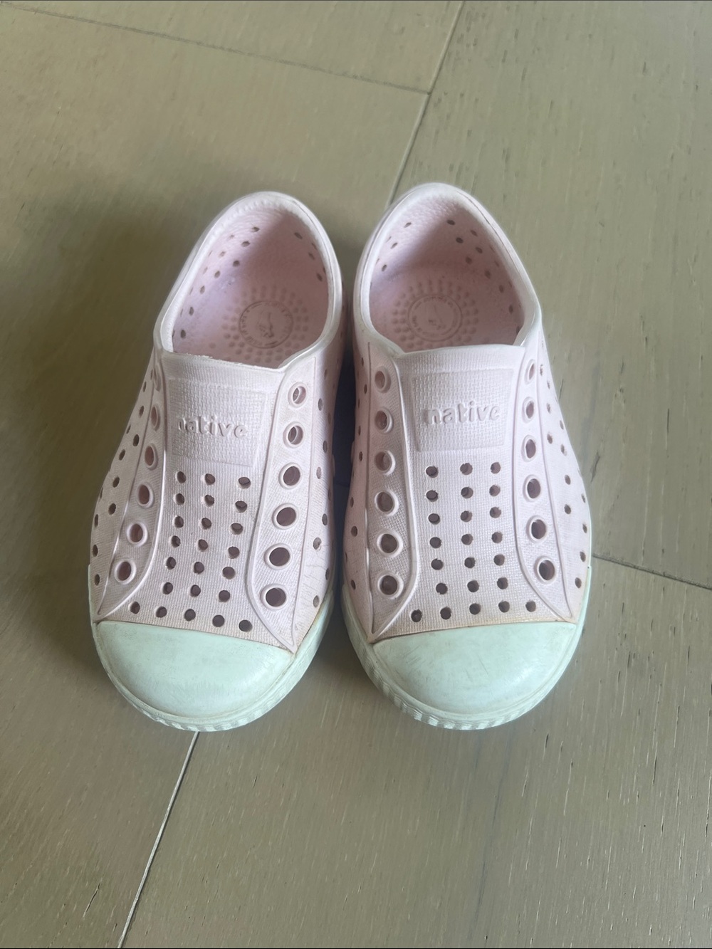 Native Kids Slip-On Water Shoes in Milk Pink / Shell White